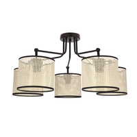 TOPI lampa wisząca czarny 5x40W E27 abażur kremowy Candellux 35-38258