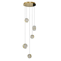 Lampa wisząca złota pięć zwisów LED EUFORIA PENDANT ROUND 5 3-STEP DIMM GO Azzardo AZ6738