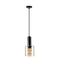 ISAR LAMPA WISZĄCA CZARNY 1X40 E27 KLOSZ BURSZTYNOWY Candellux 31-21298