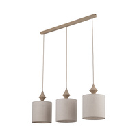 Lampa wisząca listwa trzy abażury z lnu AMURA SABIA 3xE27 Tk Lighting 11439