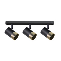 TOBI LAMPA SUFITOWA LISTWA CZARNY 3X15W GU10 KLOSZ CZARNY+ZŁOTY Candellux 93-27436