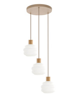 Lampa wisząca białe klosze z dodatkiem drewna MELIA KOŁO 3xE27 Tk Lighting 11200
