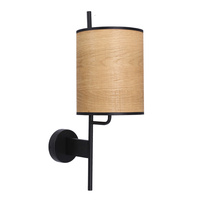 ZETA LAMPA KINKIET CZARNY 1X40W E27 ABAŻUR ORZECHOWY Candellux 21-25388