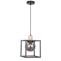 Retro 2 lampa wisząca czarny 1x40w e27 klosz dymiony Candellux 31-00743