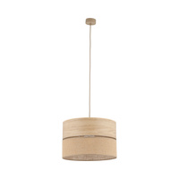 Lampa wisząca boho dzielony abażur 38cm z juty i imitacji drewna DORMA WOOD JUTA 1xE27 Tk Lighting 11786