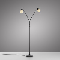 Lampa podłogowa czarna dwa giętkie ramiona ze szklanymi kloszami LOKI 2xE14 Just Light 12158-18