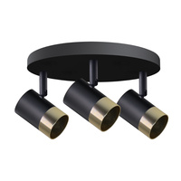 TOBI LAMPA SUFITOWA PLAFON CZARNY 3X15W GU10 KLOSZ CZARNY+ZŁOTY Candellux 98-27443