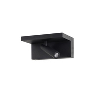 Czarny kinkiet z półką i ładowarką NFC HYLLA WALL NFC CHARGER BK AZZARDO AZ5910