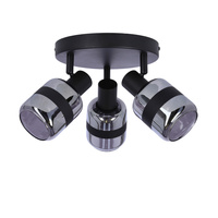 YUKI LAMPA PLAFON CZARNY MATOWY 3X15W E14 KLOSZ DYMIONY Candellux 98-13439