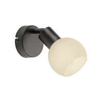 Mały czarny kinkiet z białym kloszem LOKI 1xE14 Just Light 12150-18