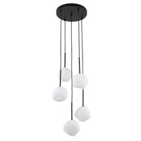 Pięciozwisowa lampa wisząca na kole z białymi zniekształconymi kloszami MISTY 5xG9 Tk Lighting 11019