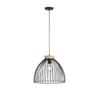 Lampa wisząca druciana z elementem drewna 1xE27 LAMI Just Light 11419-18