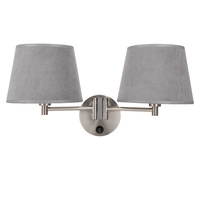 IBIS LAMPA KINKIET SATYNOWY 2X40W E14 ABAŻUR GRAFITOWY Candellux 22-27610