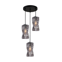 Lampa wisząca trzy dymione szklane klosze o niespotykanym kształcie 3xE27 Altera Italux PND-3219-3A-BK-SG