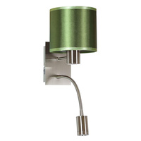 SYLWANA LAMPA KINKIET 1X40W E14 + LED Z WYŁĄCZNIKIEM SATYNA NIKIEL / ZIELONY CIEMNY Candellux 21-29447