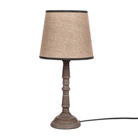 Klasyczna lampka stołowa w kolorze ciemnoszarym z ciemnym lnianych abazurem CARDINALE 1xE27 Candellux Studio 41-37930