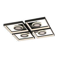 Czarna lampa sufitowa kwadratowe ramki LED TRAFORO Paul Neuhaus 6855-18 sterowana pilotem