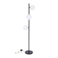 Kama lampa podłogowa czarny+złoty 3x28w g9 klosz biały Candellux 53-01238