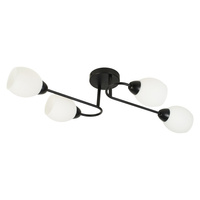 Lampa sufitowa czarna z czterema szklanymi mlecznymi kloszami 4xE27 KING MIlagro ML2755