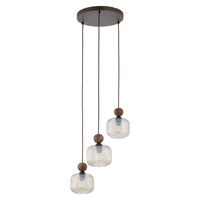 Potrójna lampa wisząca z karbowanymi kloszami na kole BALLO ORZECH 3XE14 Tk Lighting 11838