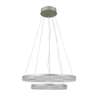 Lampa wisząca dwa srebrne ringi LED zmiana barwy światła Barlo Italux PND-34526-2L-SILV
