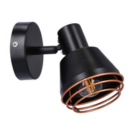 Neria lampa kinkiet czarny 1x40w e14 klosz miedziany Candellux 91-81384