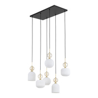 Lampa wisząca 6 zwisów szklane ryflowane klosze 6xE14 SOPHIA COGNAC WHITE Tk Lighting 11594