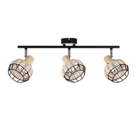 Tajga lampa sufitowa listwa czarny+drewniany 3x40w e14 klosz czarny+drewniany Candellux 93-12227