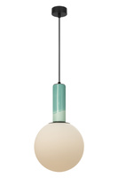 Lampa wisząca biała kula 25cm z ceramiczną turkusową tubą Rainbow 1xE27 Maxlight P0692