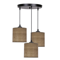LEGNO LAMPA WISZĄCA CZARNY TALERZ 15 3X40W E27 ABAŻUR ORZECHOWY Candellux 33-18342