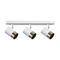 TOBI LAMPA SUFITOWA LISTWA BIAŁY 3X15W GU10 KLOSZ BIAŁY+ZŁOTY Candellux 93-27481