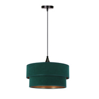 Scopello lampa wisząca czarny 1x60 e27 abażur duo 35+30 velur but.zieleń\złoto Candellux 31-19684